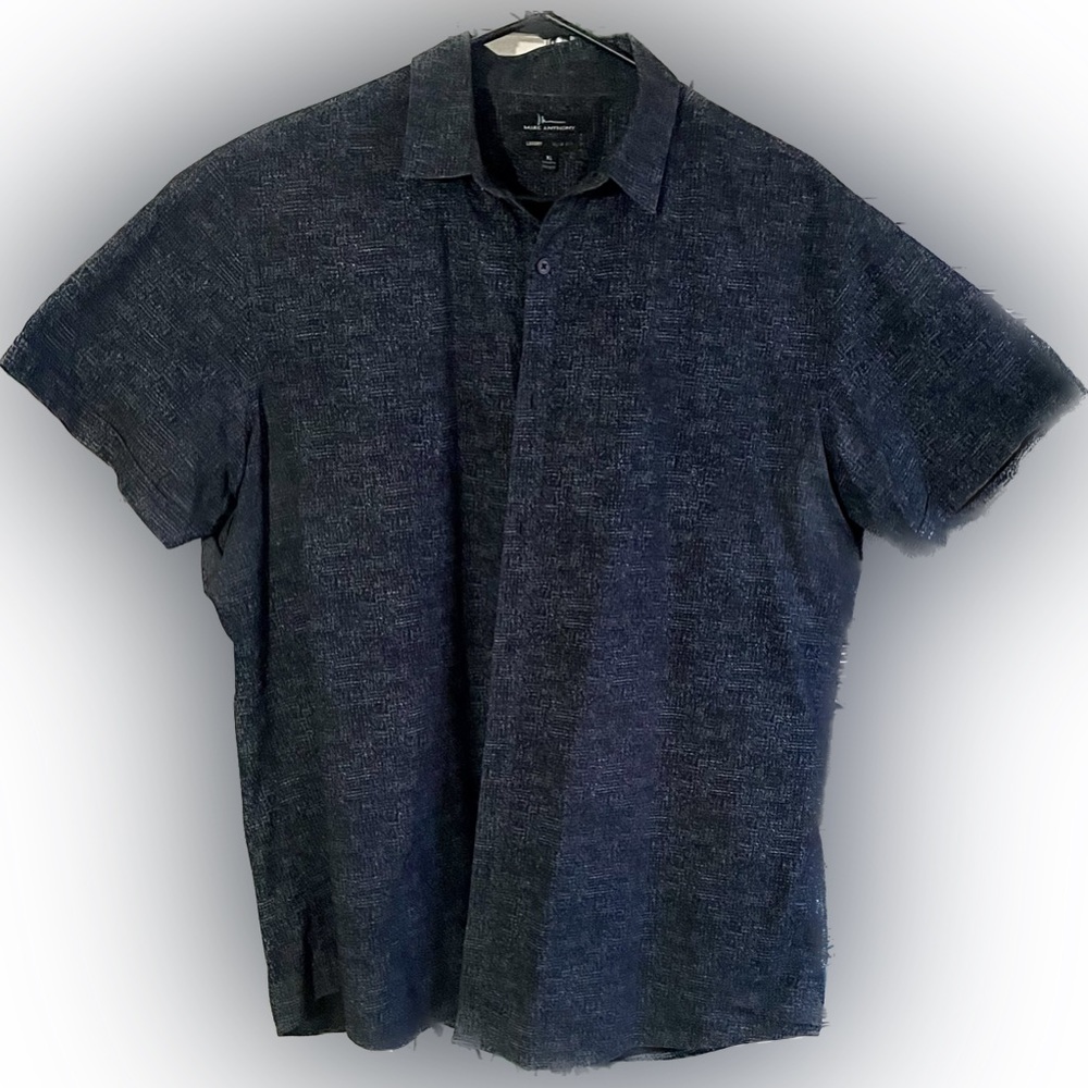 Marc Anthony XL Luxury Slim Fit Dk Gray Short Sleeve Dress Shirt